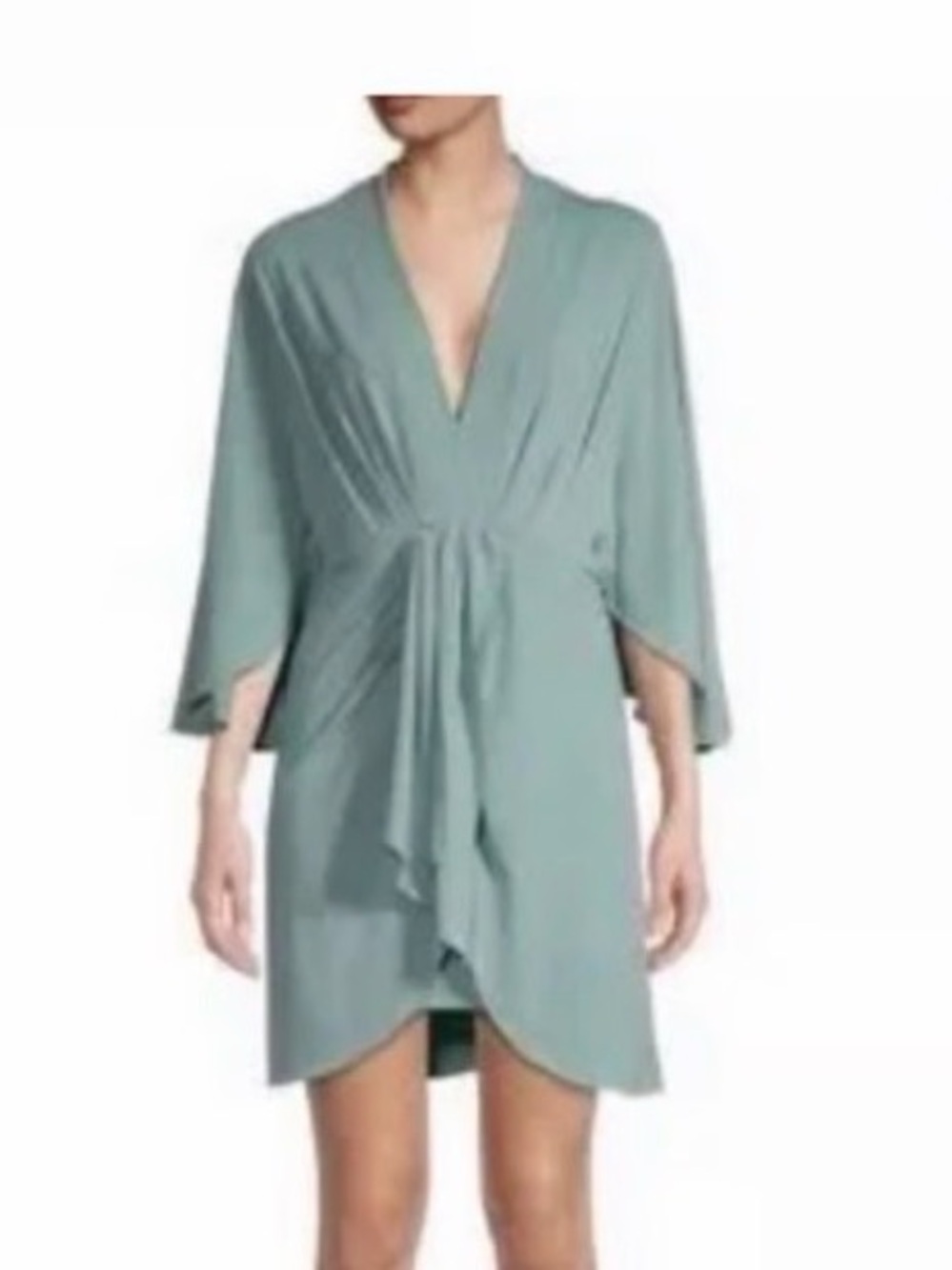 Bailey 44 Sage Green Draped V-Neck Mini Dress NWT